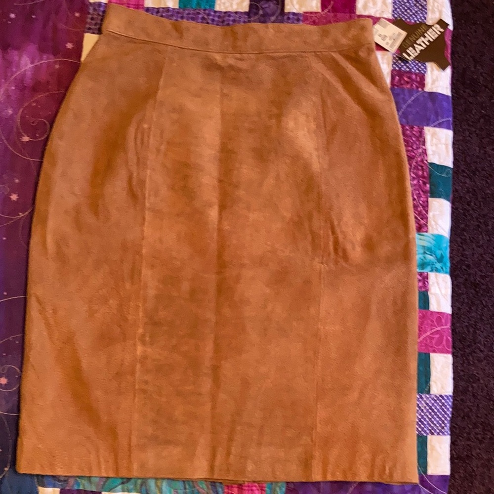 Suede pencil skirt